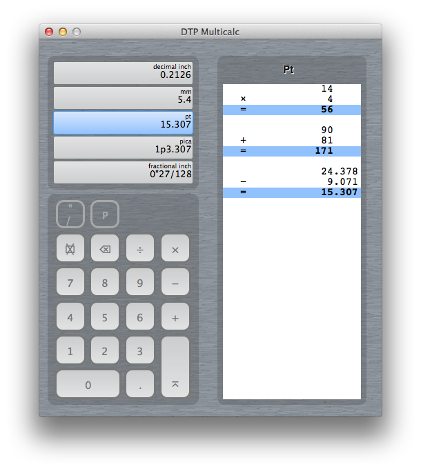 DTP Multicalc Window