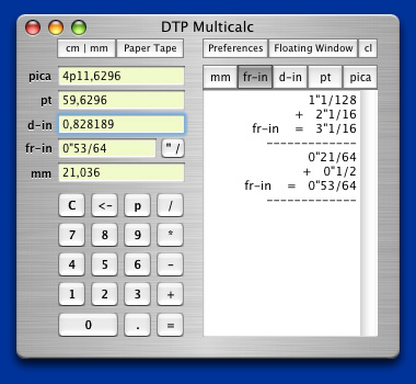 DTP Multicalc Window