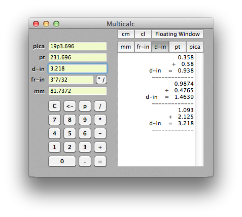 DTP Multicalc Window